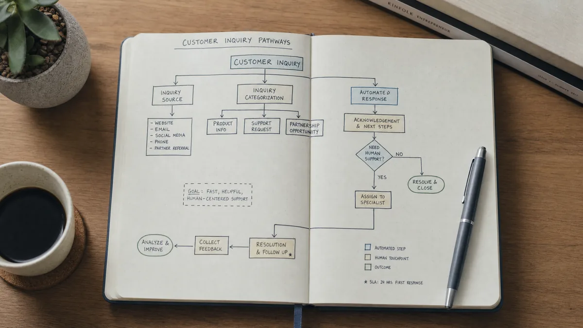 Diagrama de flujo de respuestas dibujado a mano