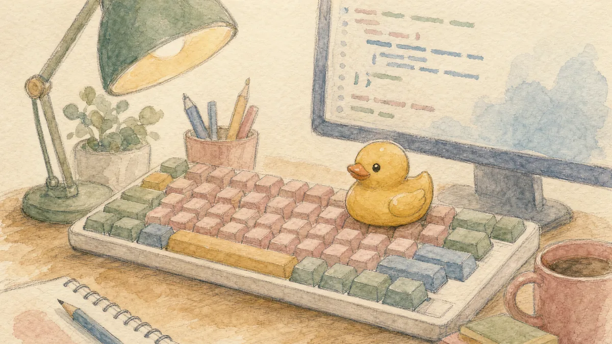 Pato de goma sobre un teclado