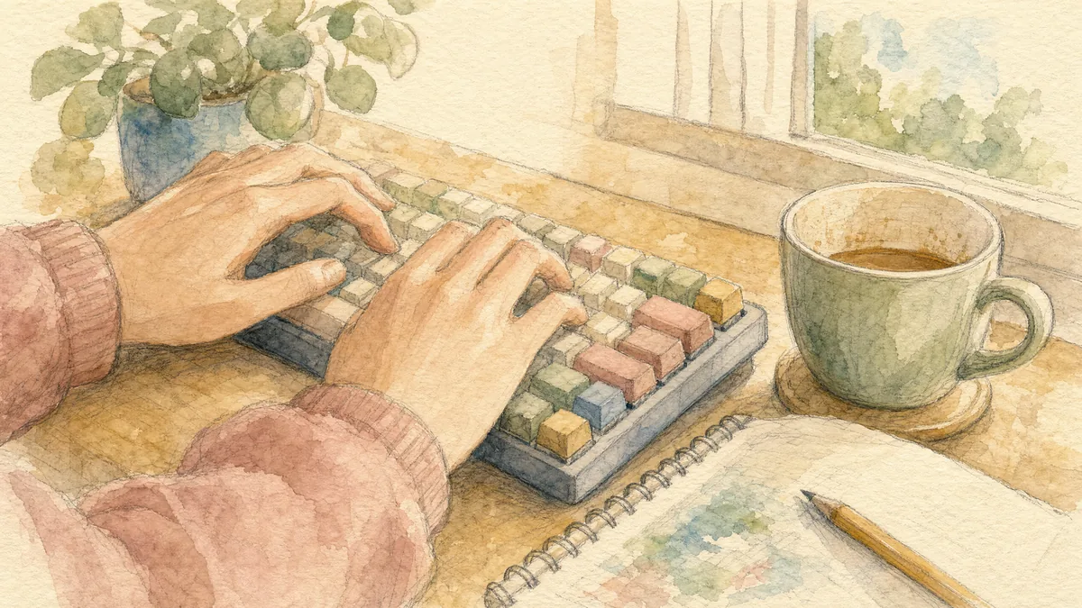 Manos escribiendo sobre un teclado mecánico