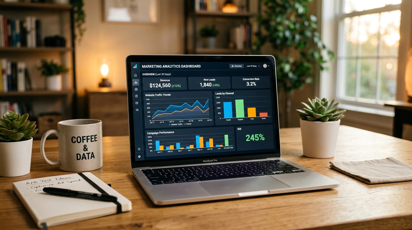 Dashboard de marketing con prompts de ChatGPT para análisis